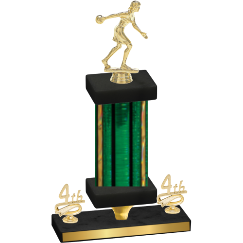Premium Single Green Glacier Fourth Place Bowling Trophy