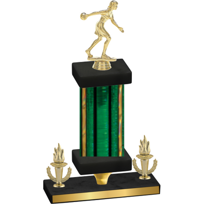 Premium Single Green Glacier Victory Bowling Trophy