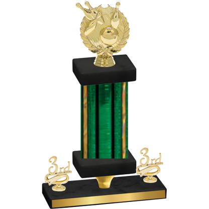 Premium Single Green Glacier Third Place Bowling Trophy