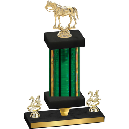 Premium Single Green Glacier Year Horses Trophy