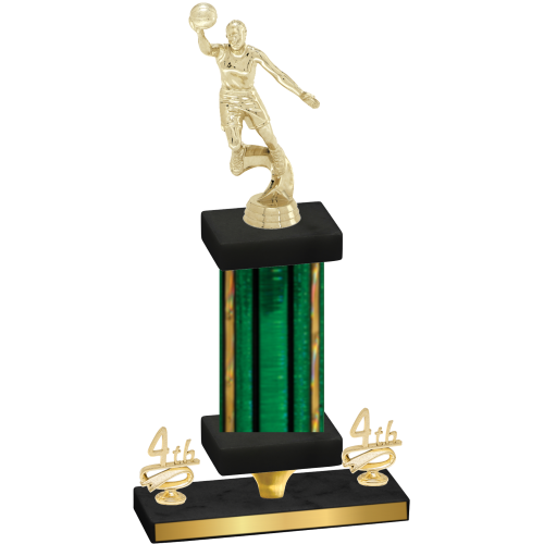 Premium Single Green Glacier Fourth Place Basketball Trophy