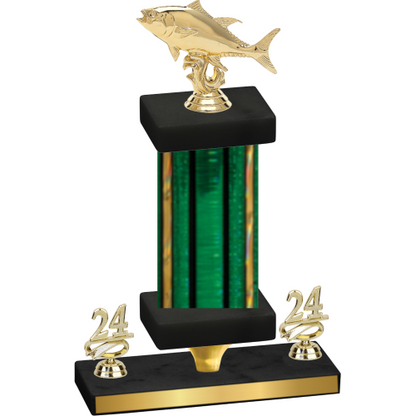 Premium Single Green Glacier Year Fishing Trophy