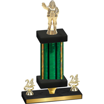 Premium Single Green Glacier Year Holiday Trophy