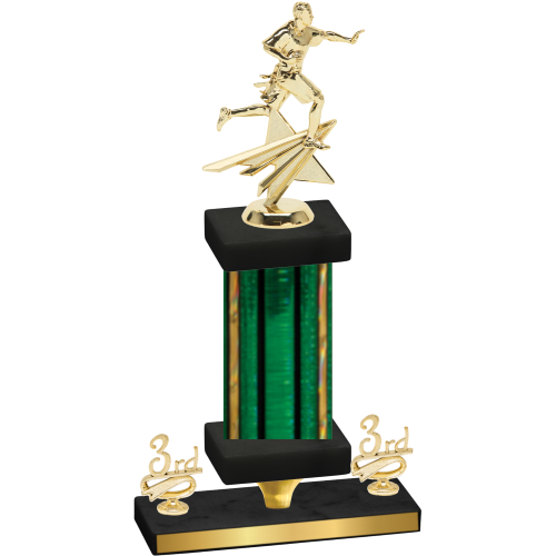 Premium Single Green Glacier Third Place Flag Football Trophy