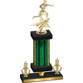Premium Single Green Glacier Victory Flag Football Trophy