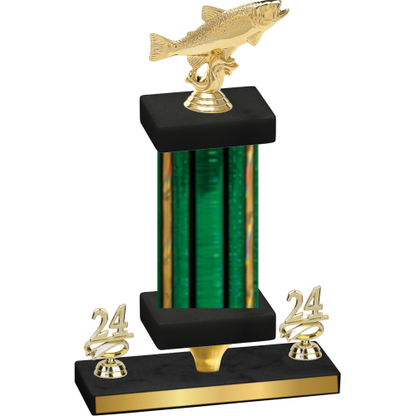 Premium Single Green Glacier Year Fishing Trophy