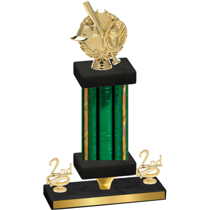 Premium Single Green Glacier Second Place Baseball Trophy