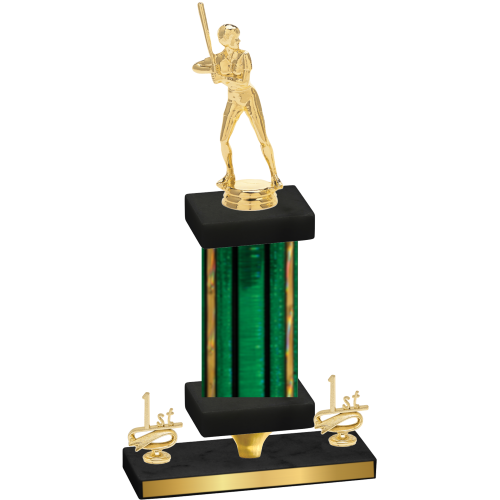 Premium Single Green Glacier First Place Softball Trophy