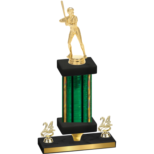 Premium Single Green Glacier Year Softball Trophy