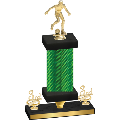 Premium Single Green Carbon Fiber Third Place Soccer Trophy