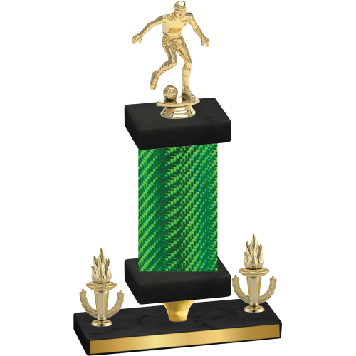 Premium Single Green Carbon Fiber Victory Soccer Trophy