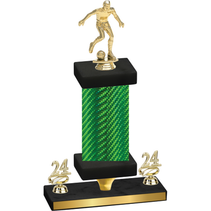 Premium Single Green Carbon Fiber Year Soccer Trophy