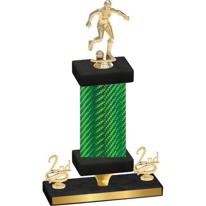 Premium Single Green Carbon Fiber Second Place Soccer Trophy