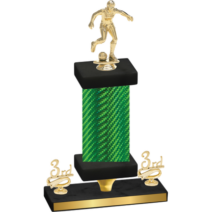Premium Single Green Carbon Fiber Third Place Soccer Trophy