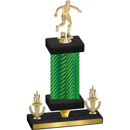 Premium Single Green Carbon Fiber Victory Soccer Trophy