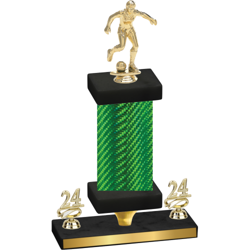 Premium Single Green Carbon Fiber Year Soccer Trophy