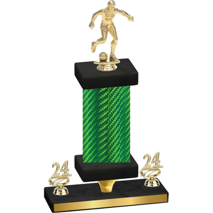 Premium Single Green Carbon Fiber Year Soccer Trophy