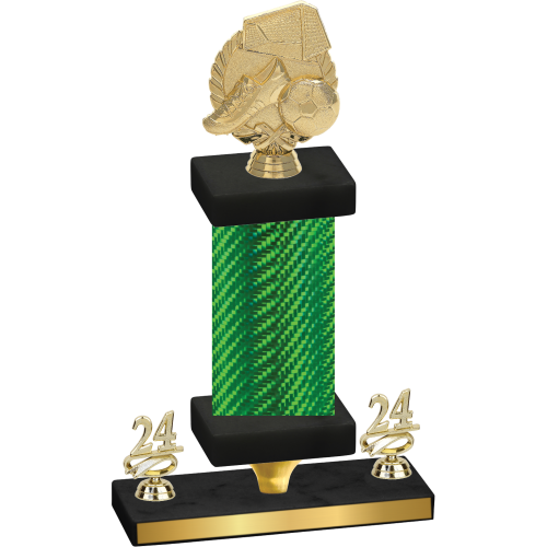 Premium Single Green Carbon Fiber Year Soccer Trophy