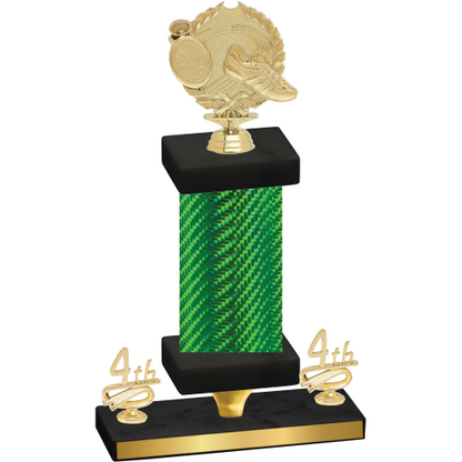 Premium Single Green Carbon Fiber Fourth Place Running Trophy