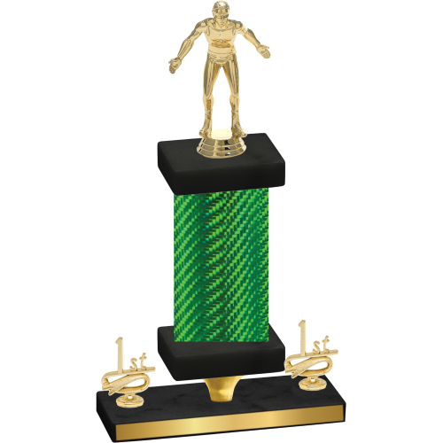 Premium Single Green Carbon Fiber First Place Wrestling Trophy