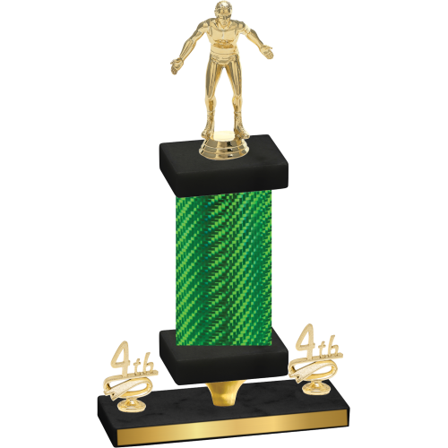 Premium Single Green Carbon Fiber Fourth Place Wrestling Trophy
