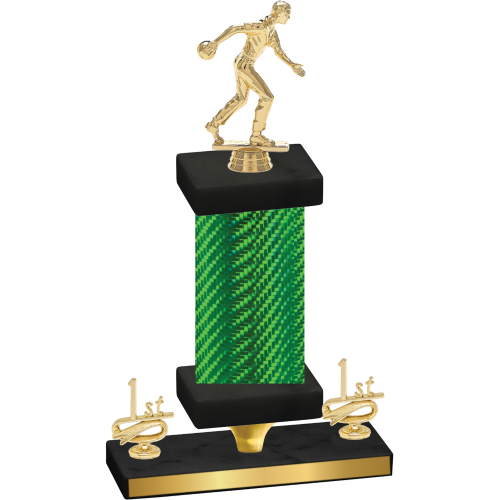 Premium Single Green Carbon Fiber First Place Bowling Trophy