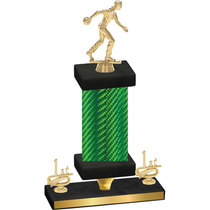 Premium Single Green Carbon Fiber First Place Bowling Trophy
