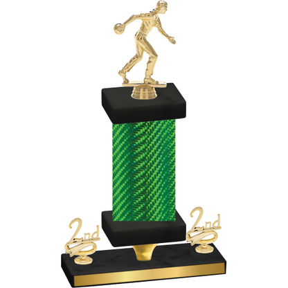 Premium Single Green Carbon Fiber Second Place Bowling Trophy