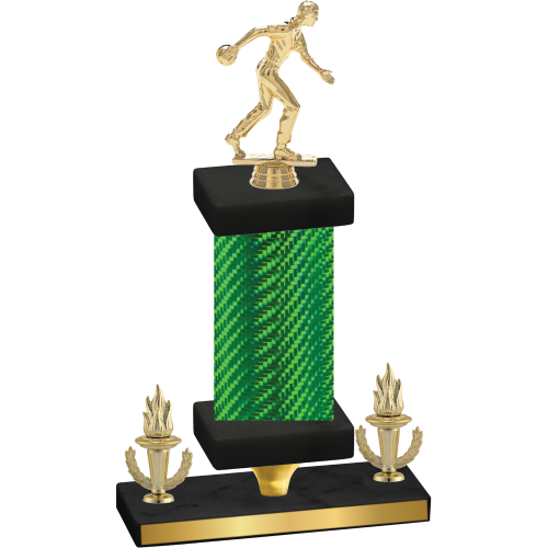 Premium Single Green Carbon Fiber Victory Bowling Trophy