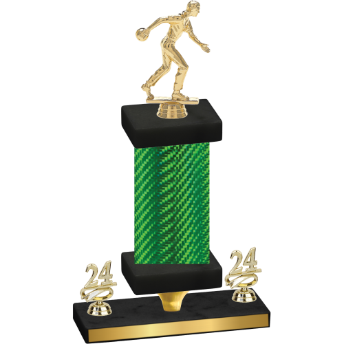 Premium Single Green Carbon Fiber Year Bowling Trophy