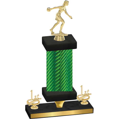 Premium Single Green Carbon Fiber First Place Bowling Trophy