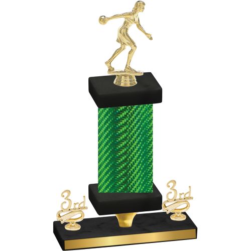 Premium Single Green Carbon Fiber Third Place Bowling Trophy