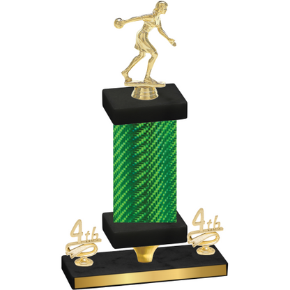 Premium Single Green Carbon Fiber Fourth Place Bowling Trophy