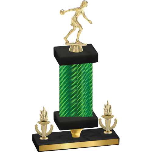 Premium Single Green Carbon Fiber Victory Bowling Trophy