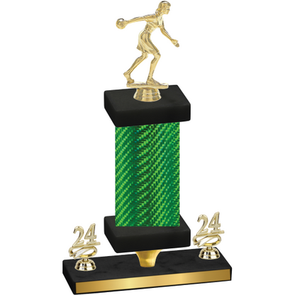 Premium Single Green Carbon Fiber Year Bowling Trophy
