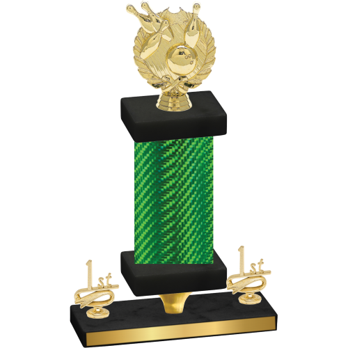 Premium Single Green Carbon Fiber First Place Bowling Trophy