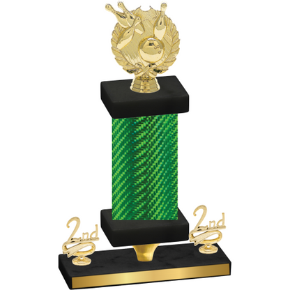 Premium Single Green Carbon Fiber Second Place Bowling Trophy