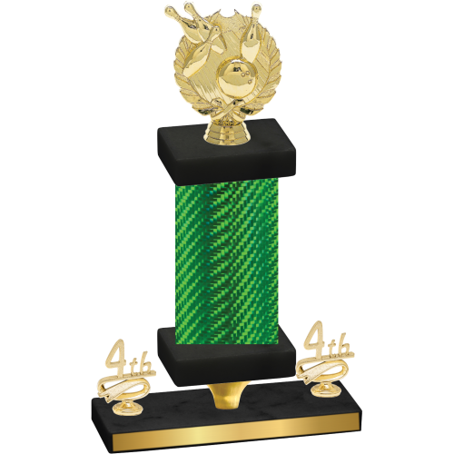 Premium Single Green Carbon Fiber Fourth Place Bowling Trophy