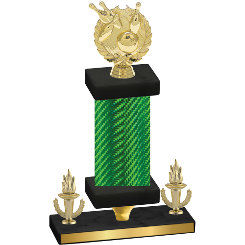 Premium Single Green Carbon Fiber Victory Bowling Trophy