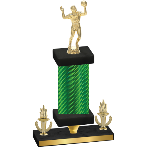 Premium Single Green Carbon Fiber Victory Volleyball Trophy