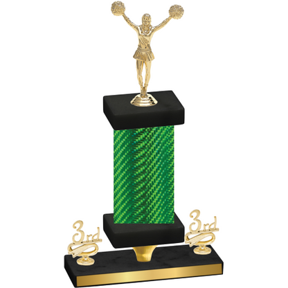 Premium Single Green Carbon Fiber Third Place Cheerleading Trophy