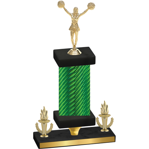 Premium Single Green Carbon Fiber Victory Cheerleading Trophy