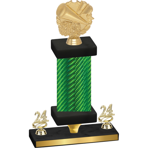 Premium Single Green Carbon Fiber Year Cheerleading Trophy