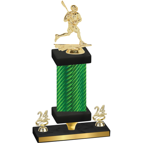 Premium Single Green Carbon Fiber Year Lacrosse Trophy