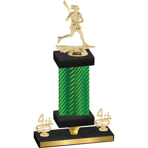 Premium Single Green Carbon Fiber Fourth Place Lacrosse Trophy