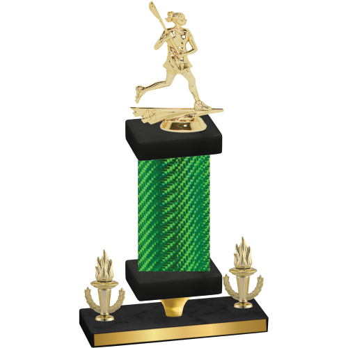 Premium Single Green Carbon Fiber Victory Lacrosse Trophy