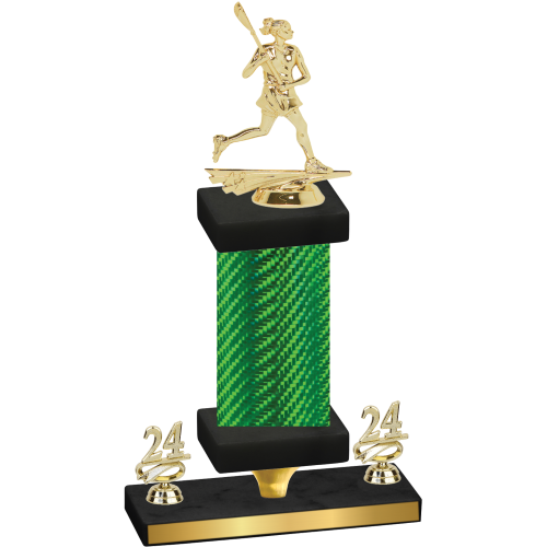 Premium Single Green Carbon Fiber Year Lacrosse Trophy