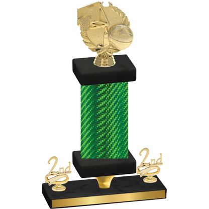 Premium Single Green Carbon Fiber Second Place Basketball Trophy