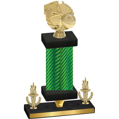 Premium Single Green Carbon Fiber Victory Basketball Trophy