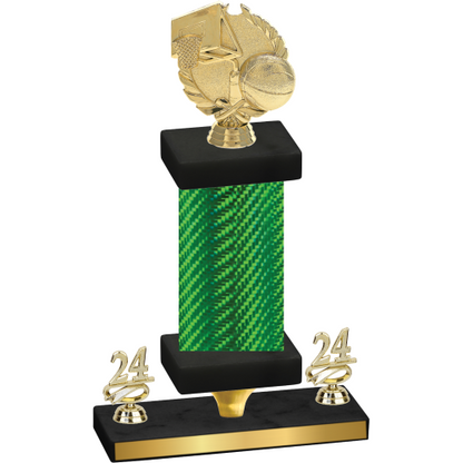 Premium Single Green Carbon Fiber Year Basketball Trophy